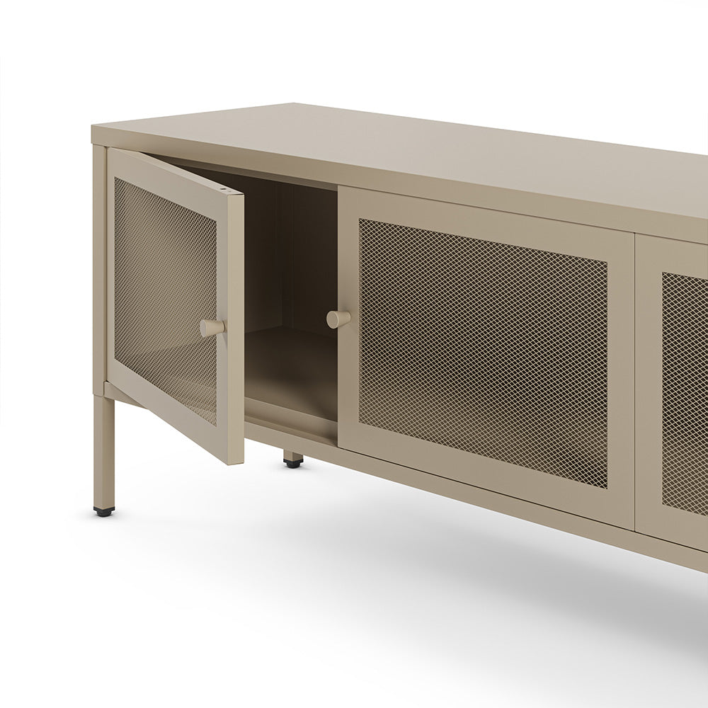 Meuble tv métal beige Latem 4 portes 160cm