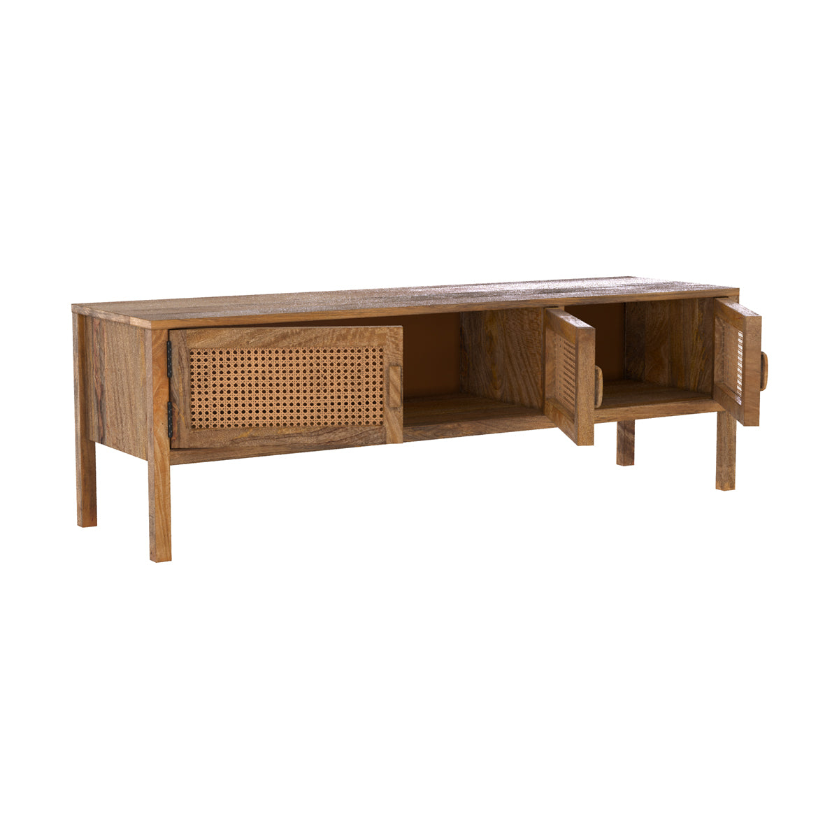 meuble tv tiki en cannage et bois