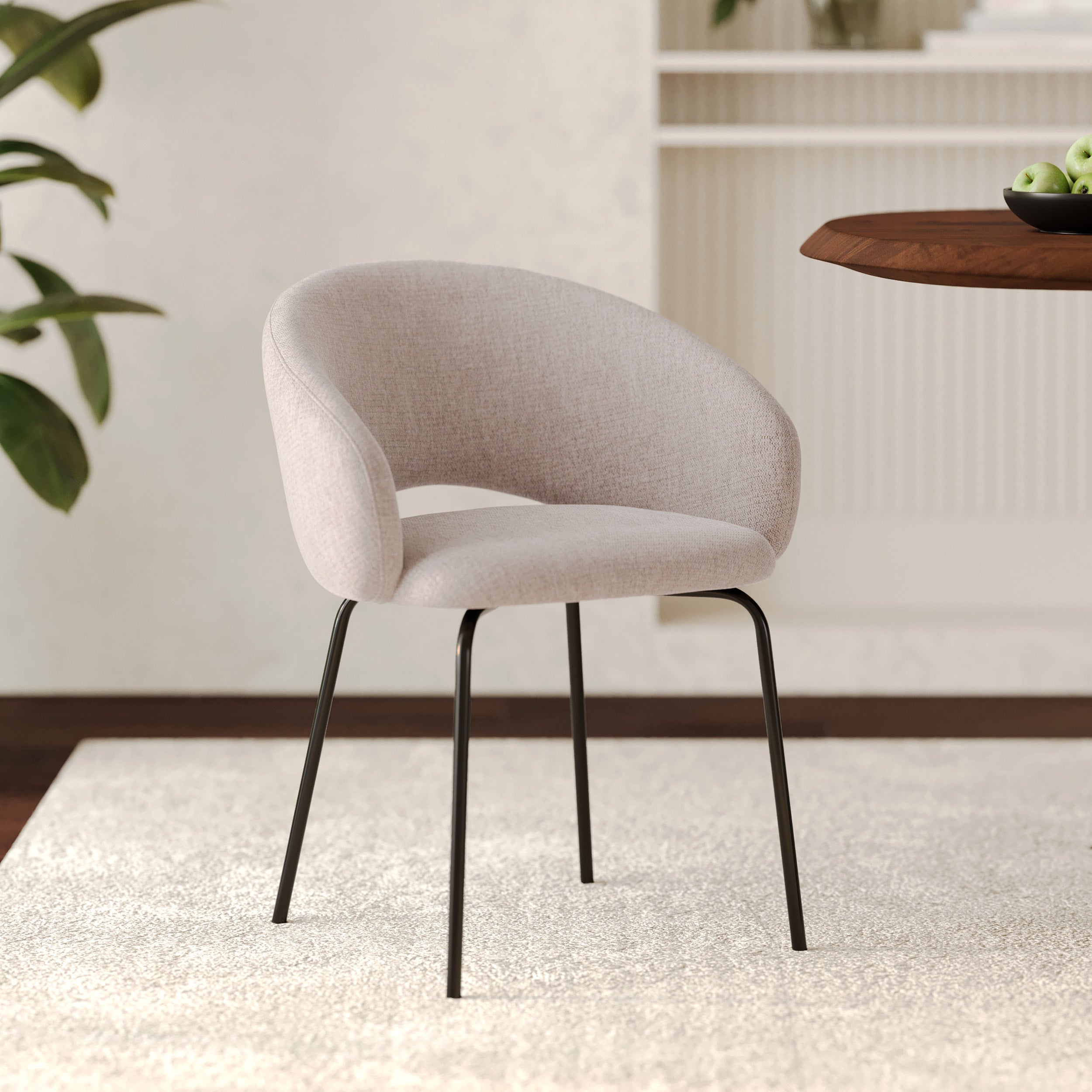 milly chaise en tissu beige pieds noirs chine