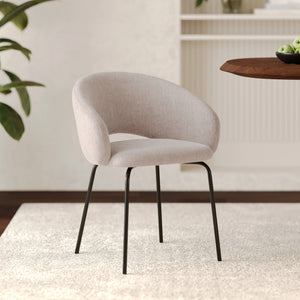 milly chaise en tissu beige pieds noirs chine
