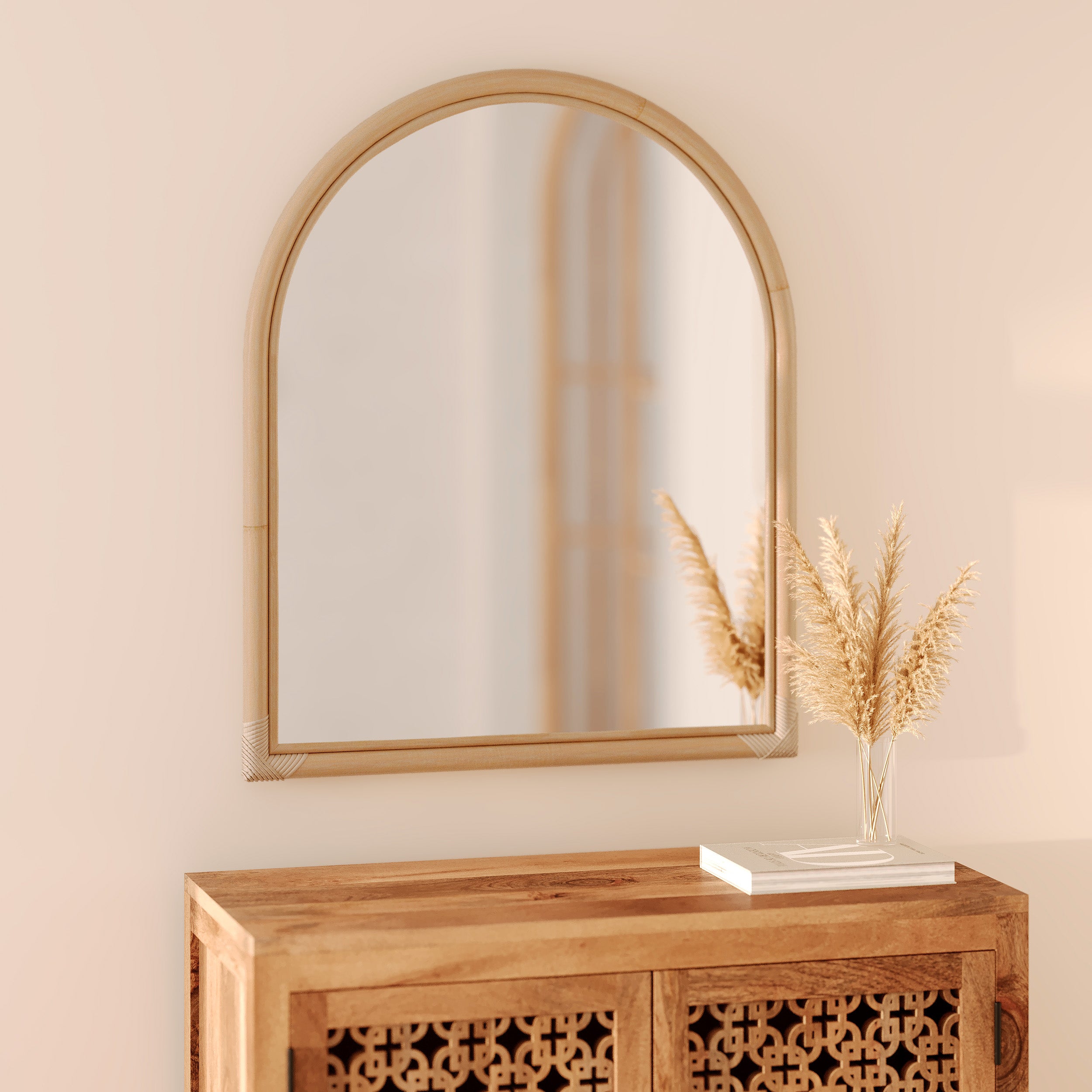 miroir arrondi indra en rotin