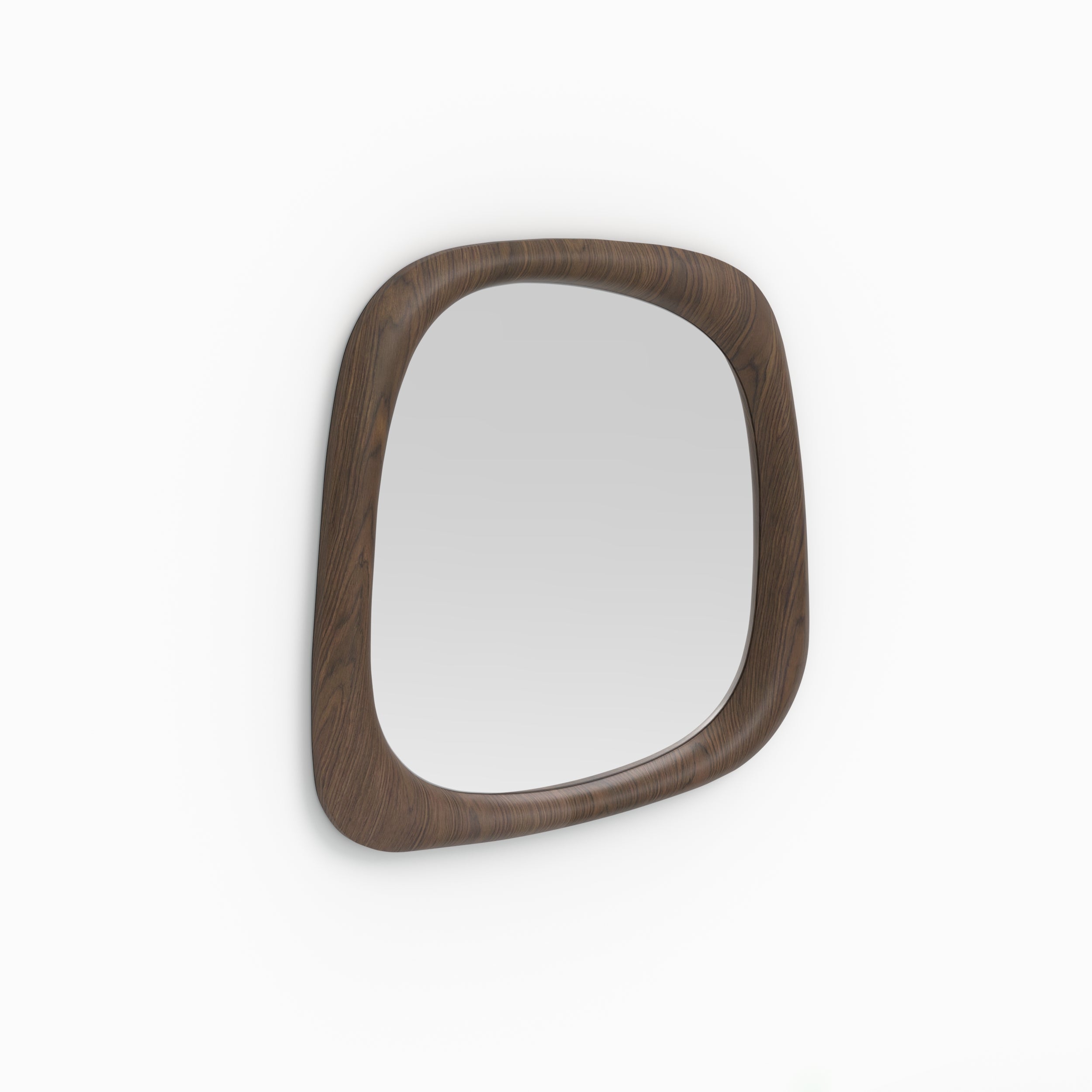Miroir carré Yoko en placage noyer, 90 x 90 cm