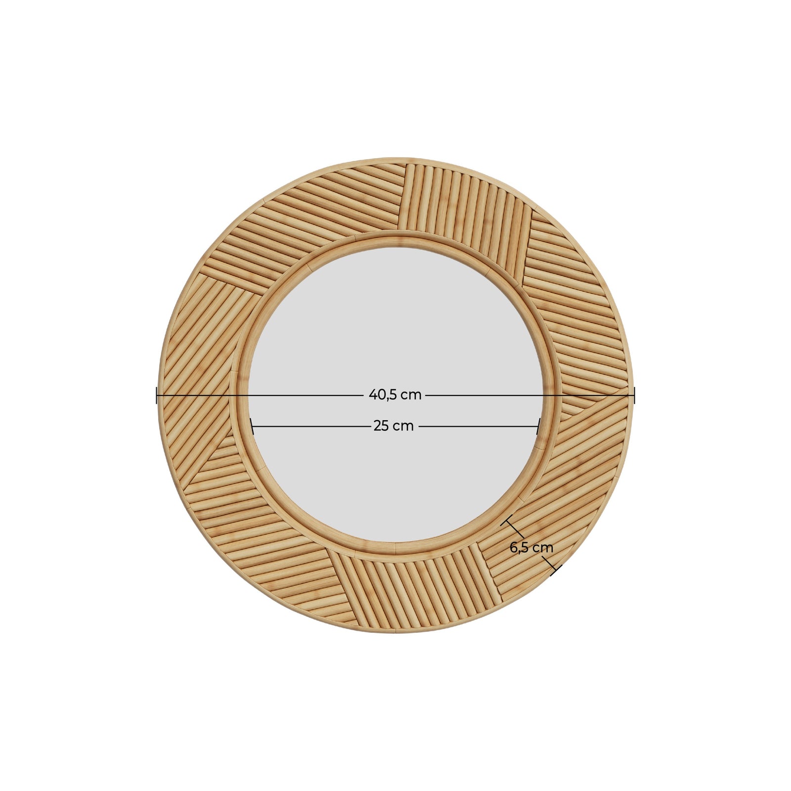 Specchio Lapta rotondo in rattan, diametro 40 cm