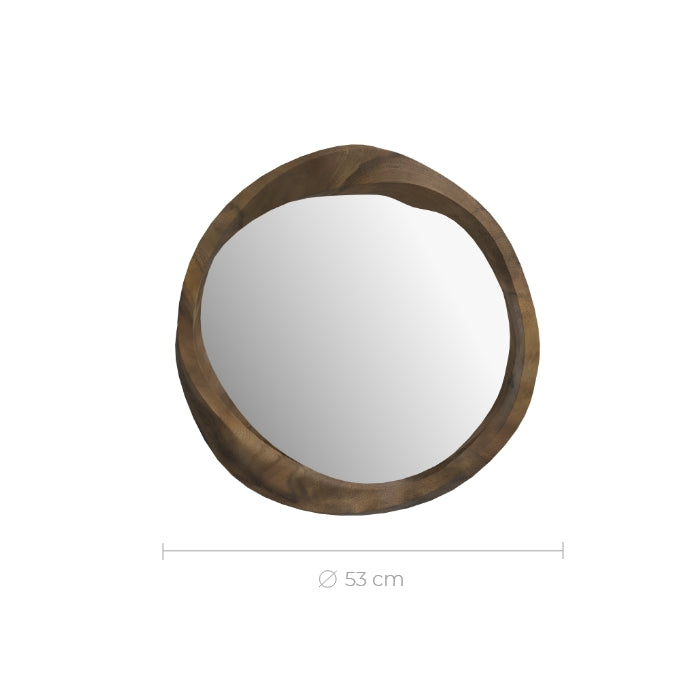 specchio rotondo in legno di suar 53 cm
