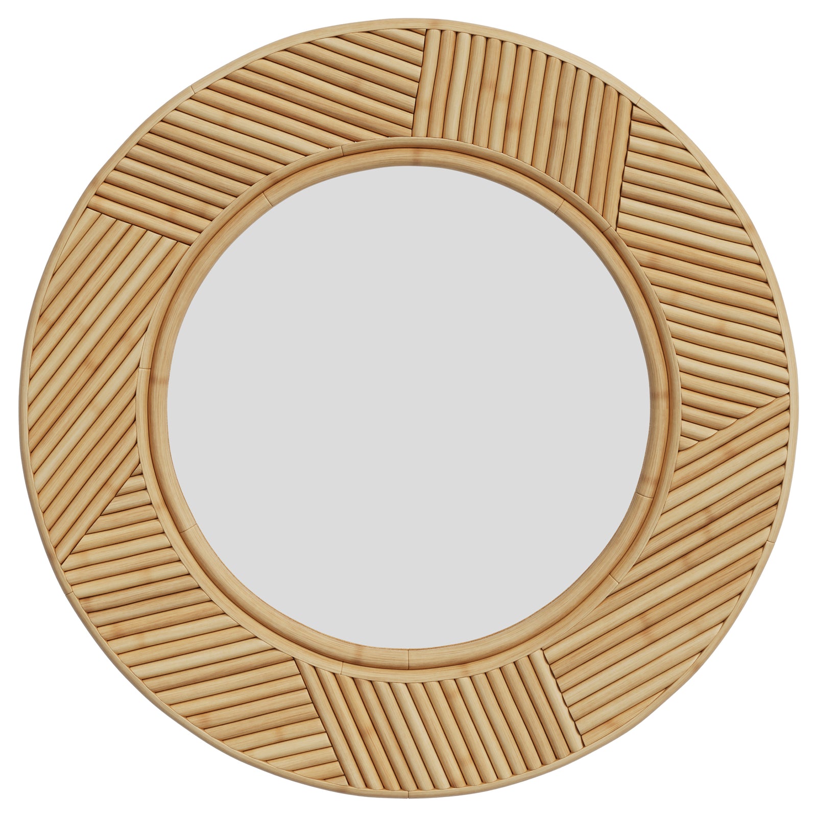 miroir rond lapta en rotin