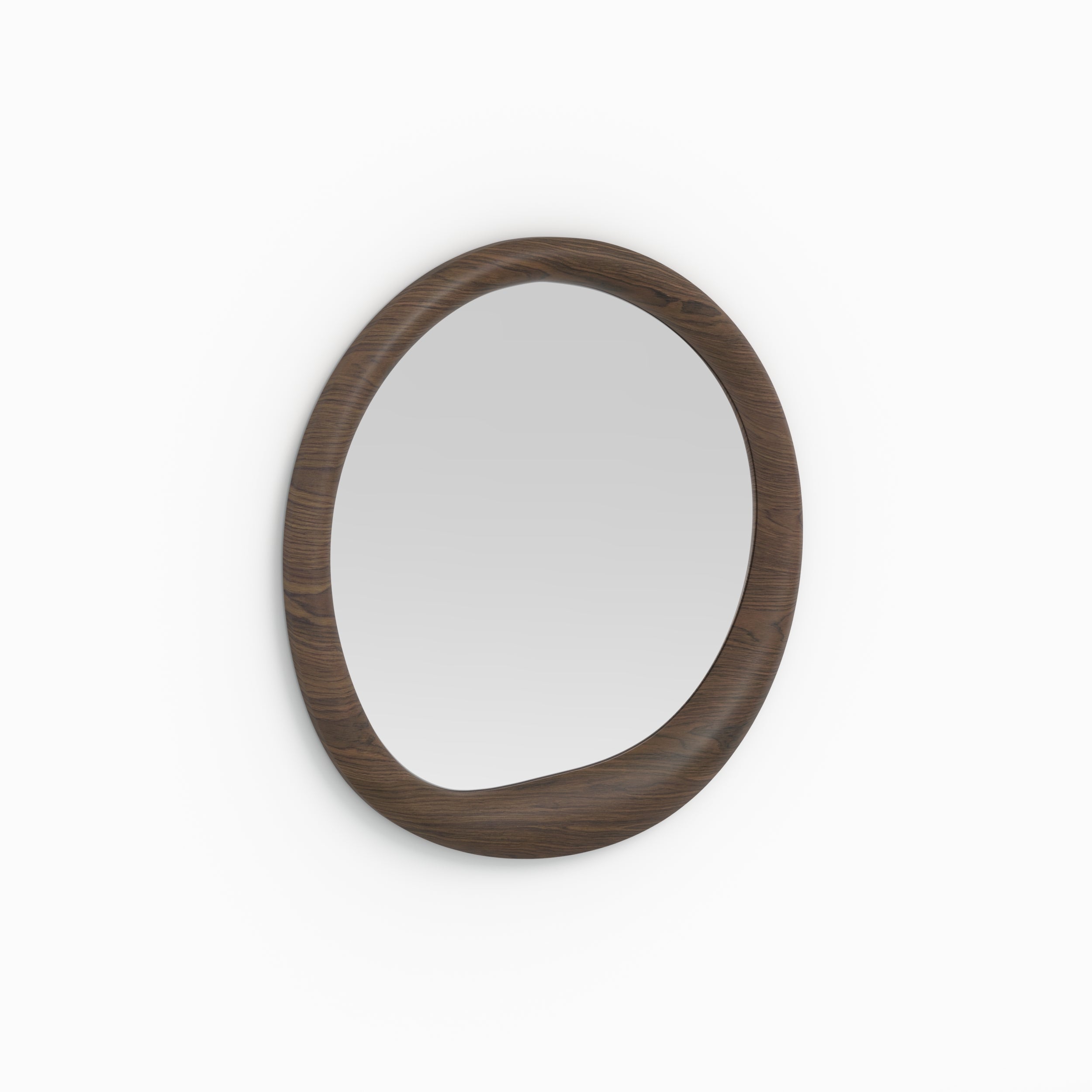 Miroir rond Yoko en placage noyer, D100 cm