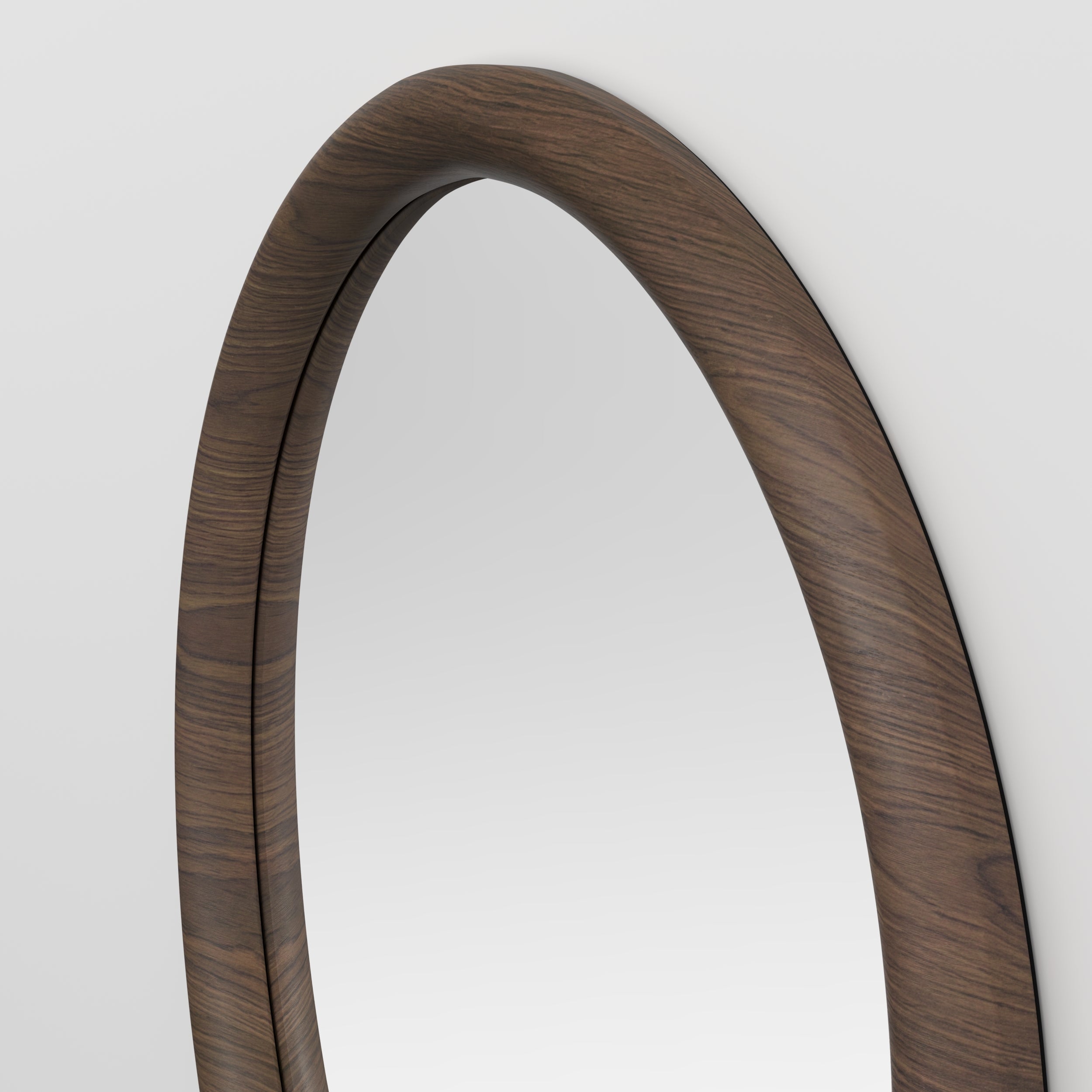Miroir rond Yoko en placage noyer, D100 cm