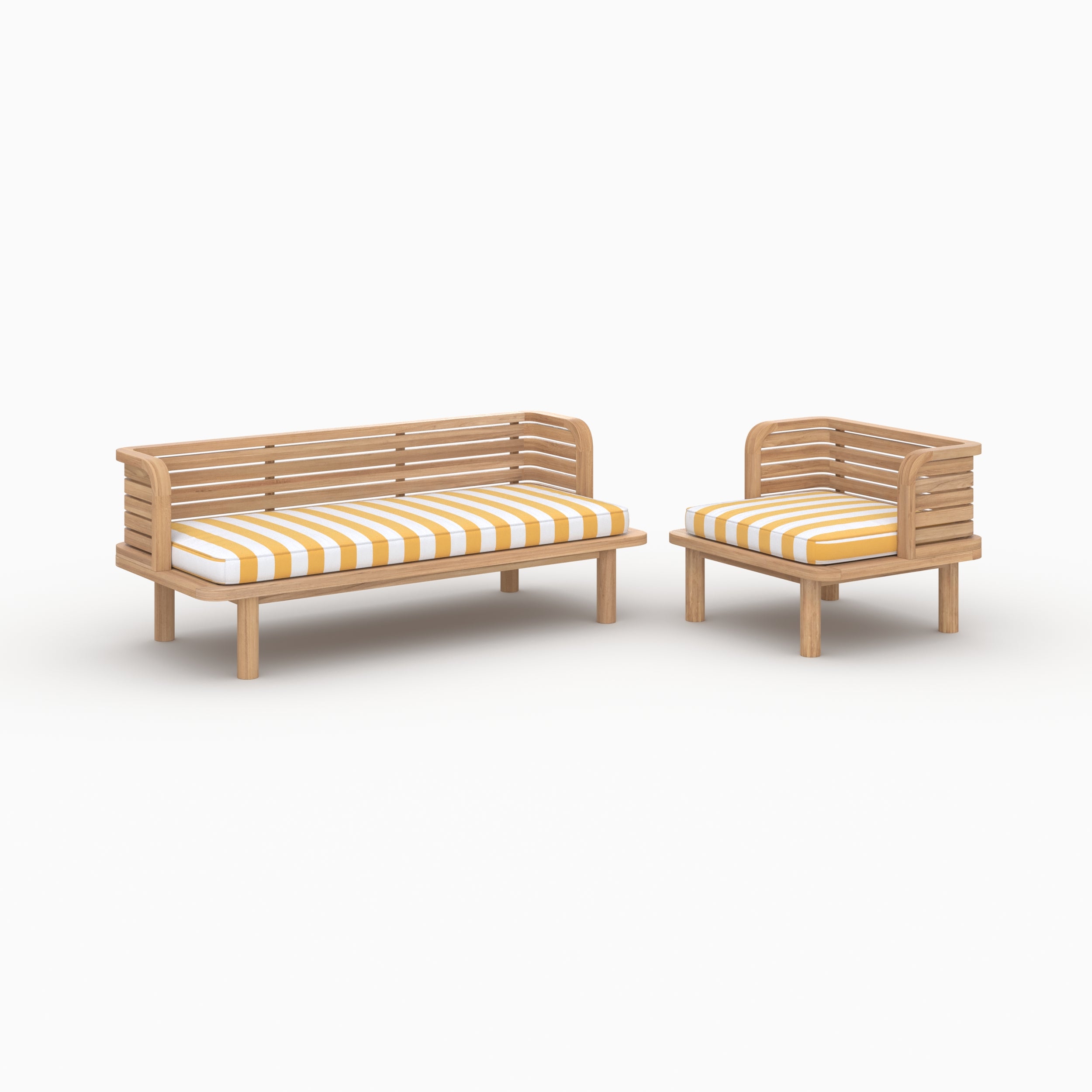 Mobilier de jardin Kilda canapé fauteuil 3 places teck massif jaune