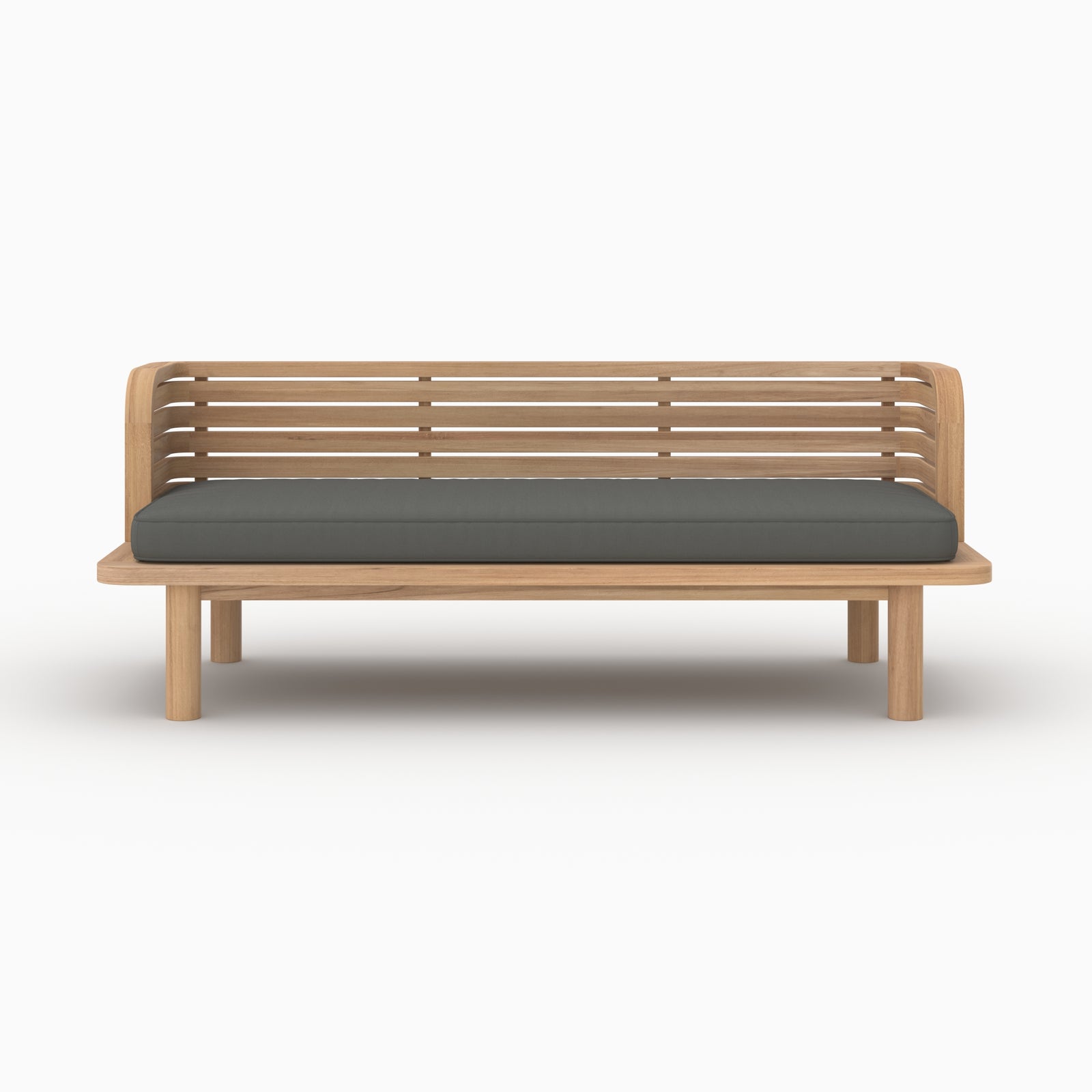 Mobilier jardin canapé Kilda teck massif coussin gris 2 places