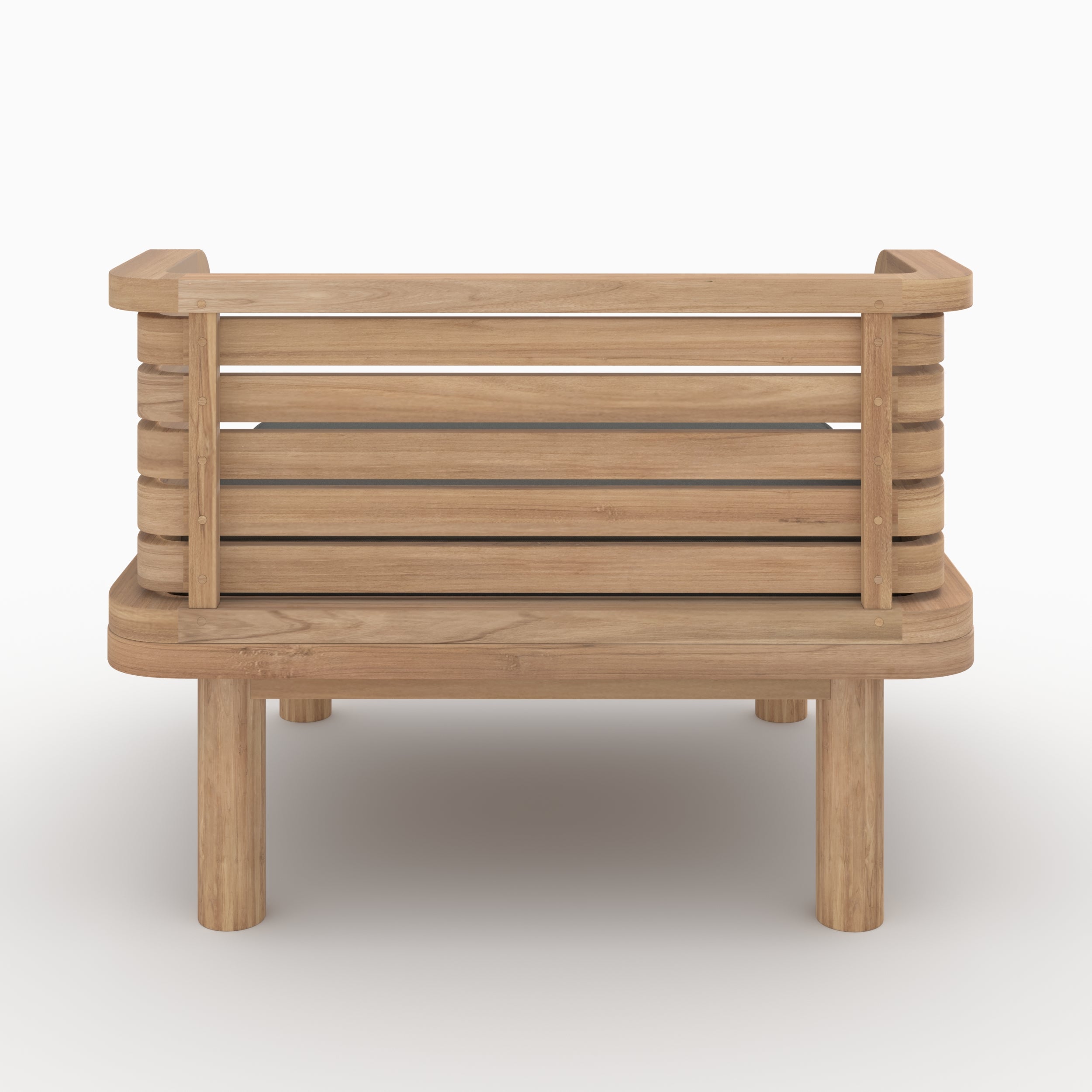 Mobilier jardin fauteuil Kilda teck massif coussin gris