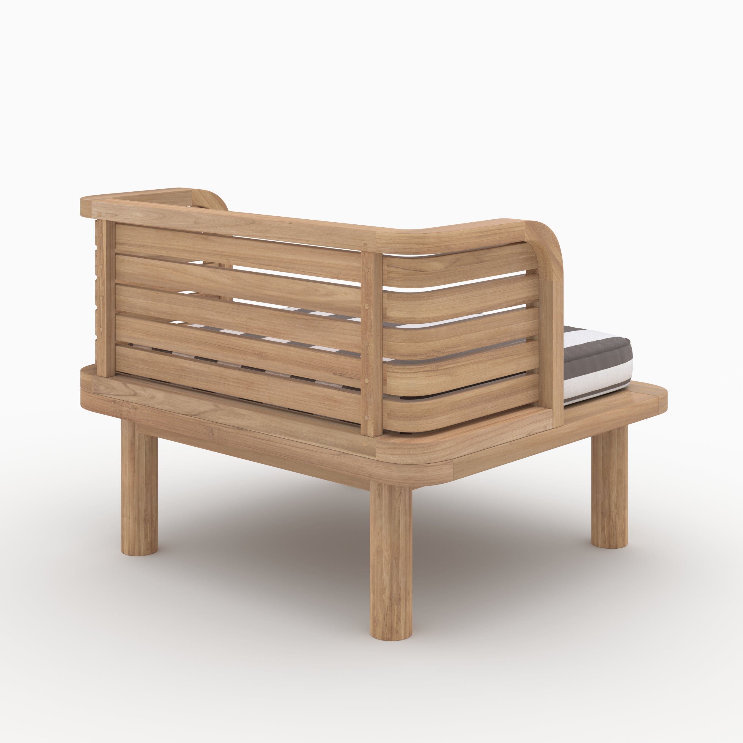 Mobilier jardin fauteuil Kilda teck massif coussin gris