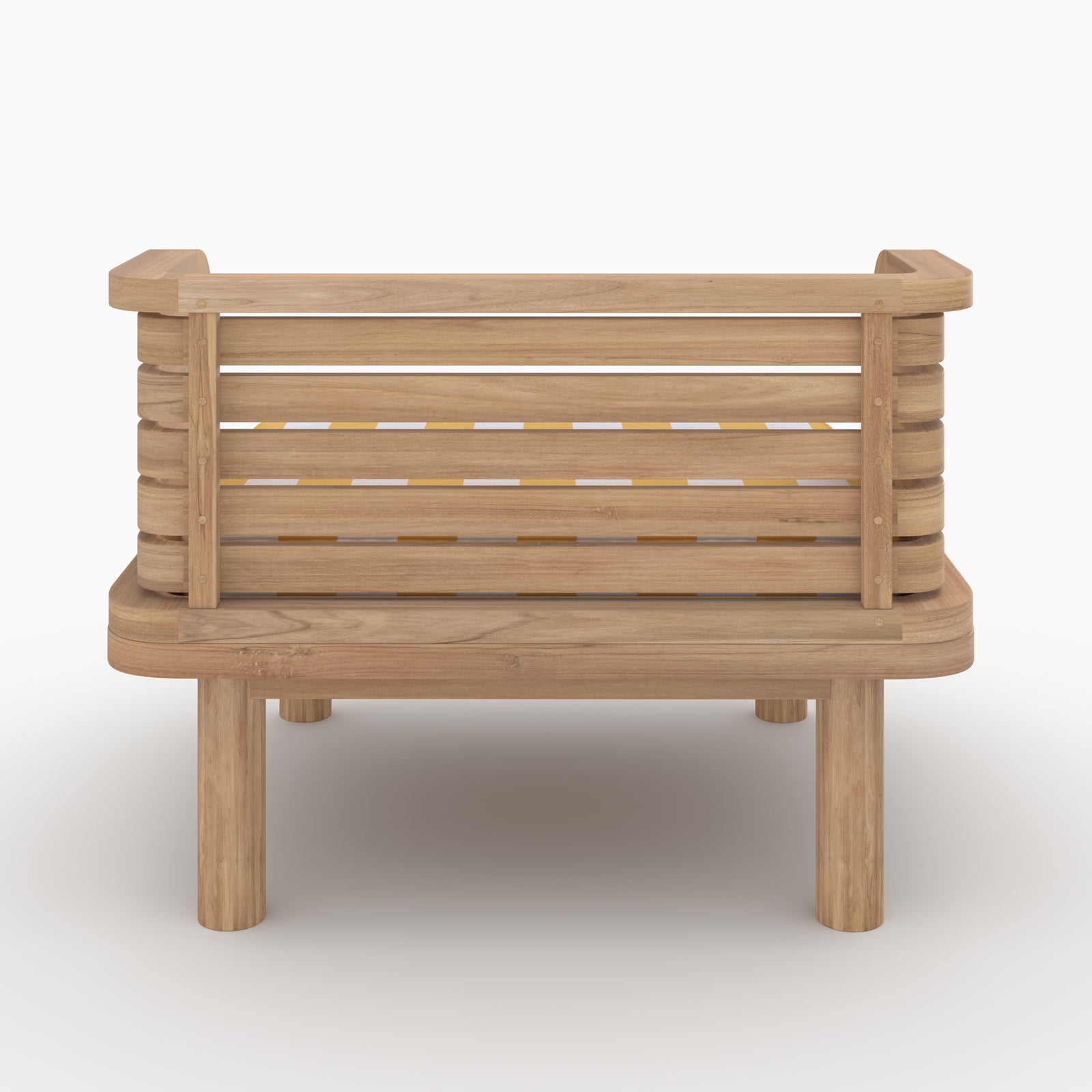 Mobilier jardin fauteuil Kilda teck massif coussin jaune citron