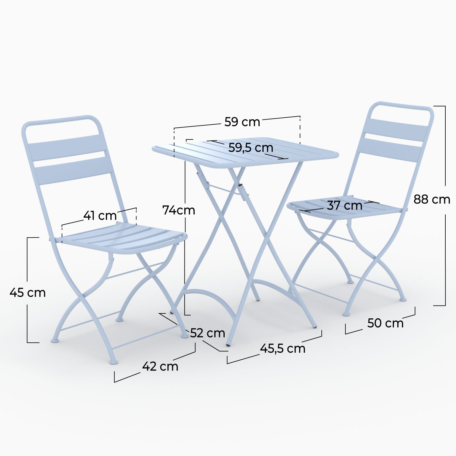 Mobilier jardin Yumi 2 places métal bleu pliant