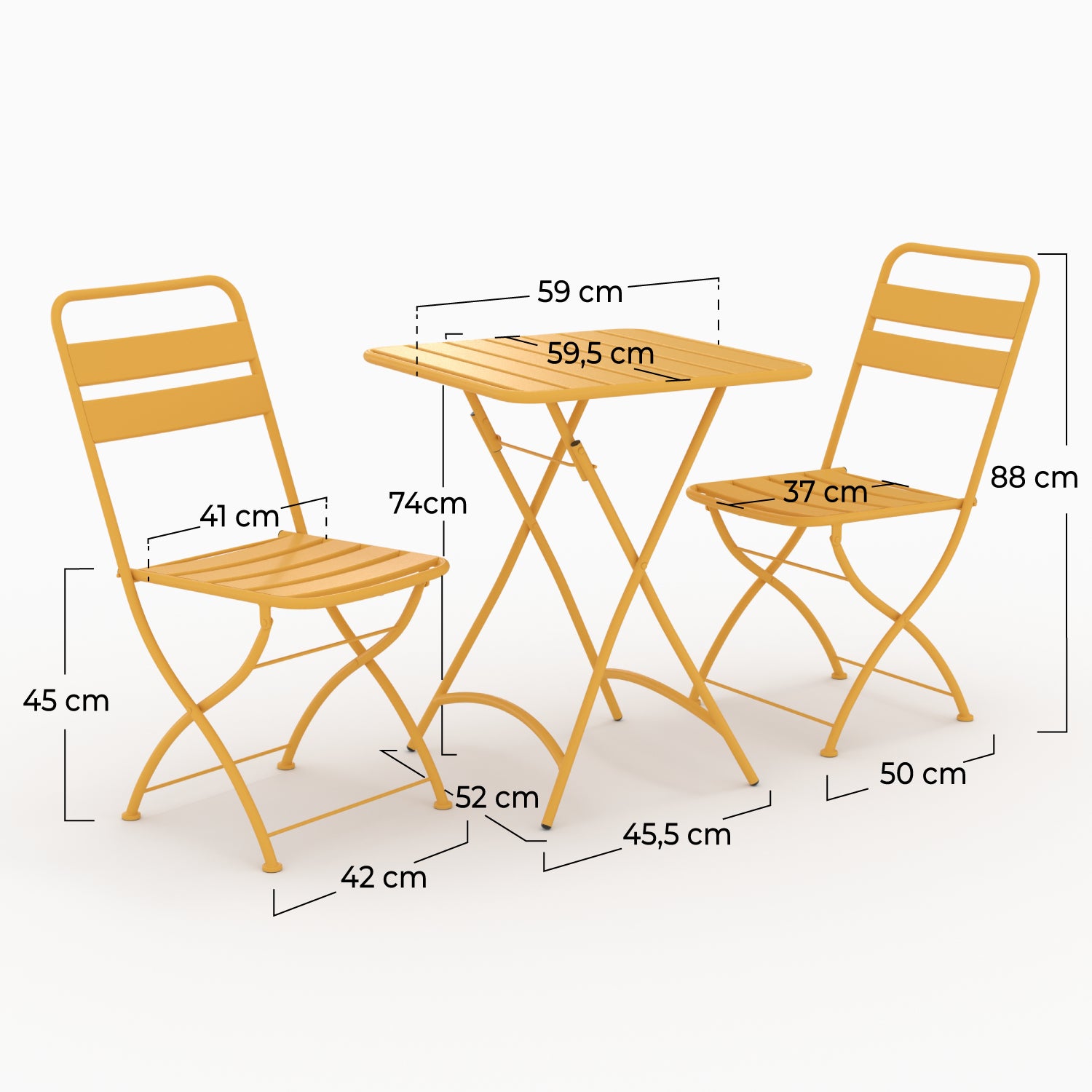 Mobilier jardin Yumi 2 places métal jaune pliant