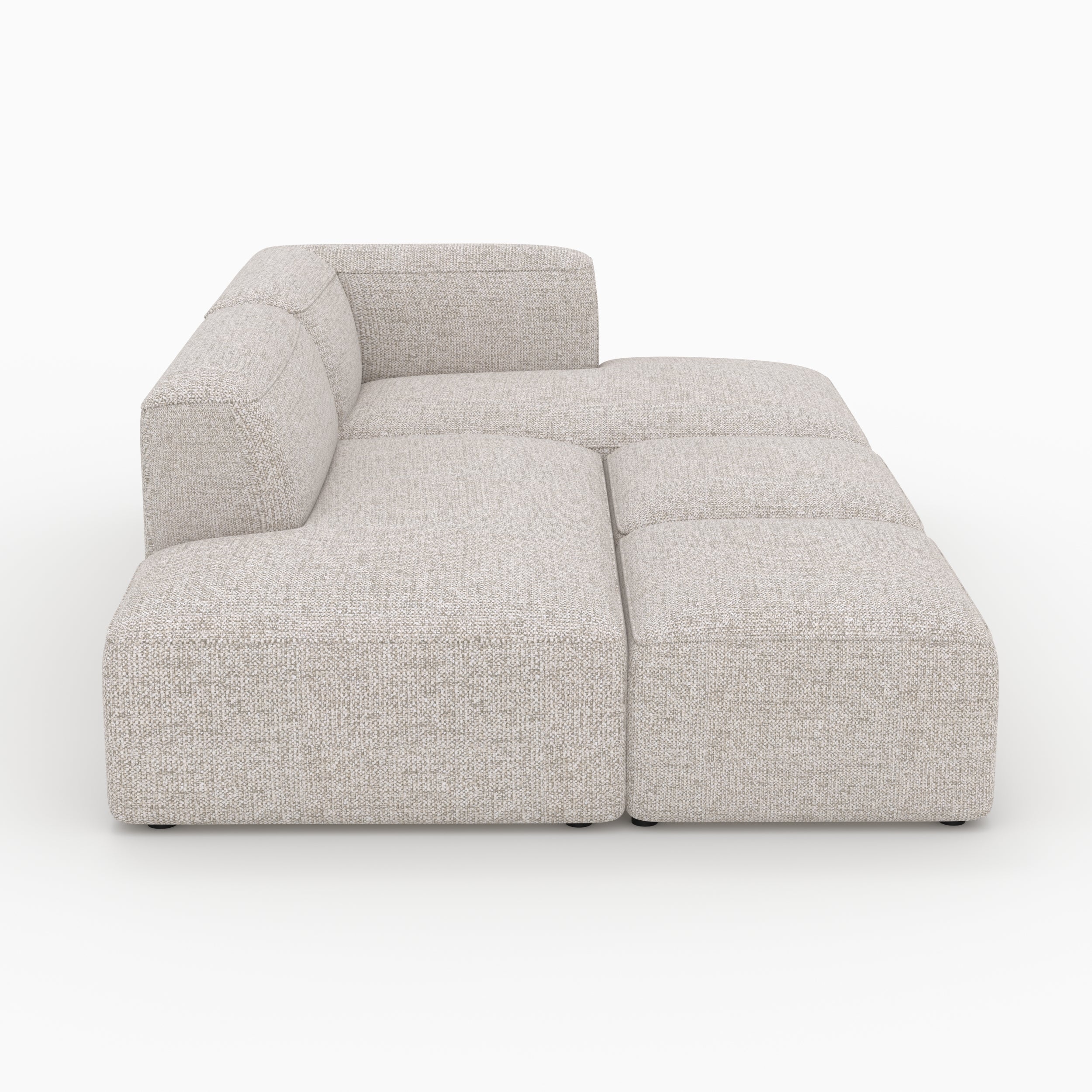 Mobilier salon Hestia canapé modulable 4 places angle droit 2 poufs