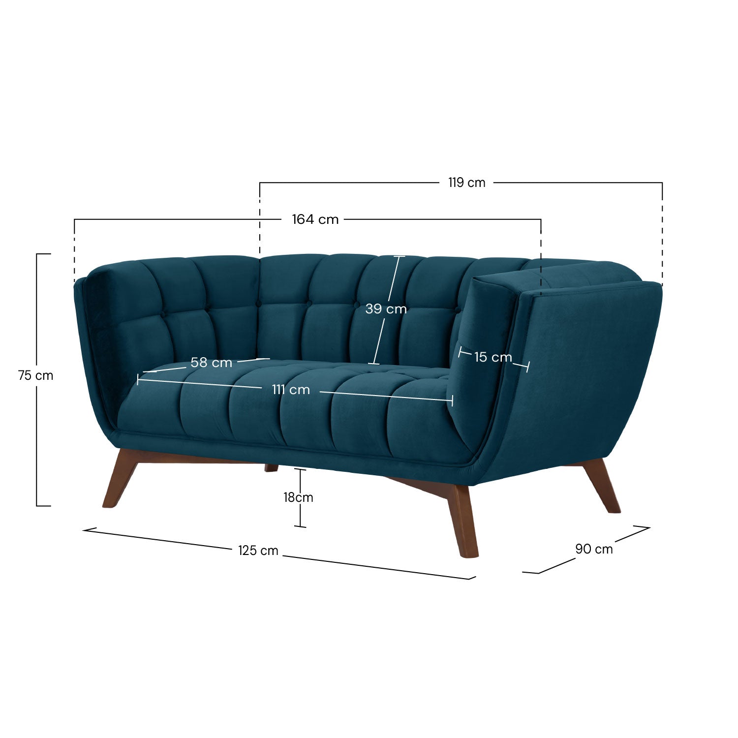 Mona canapé velours bleu marine foncé