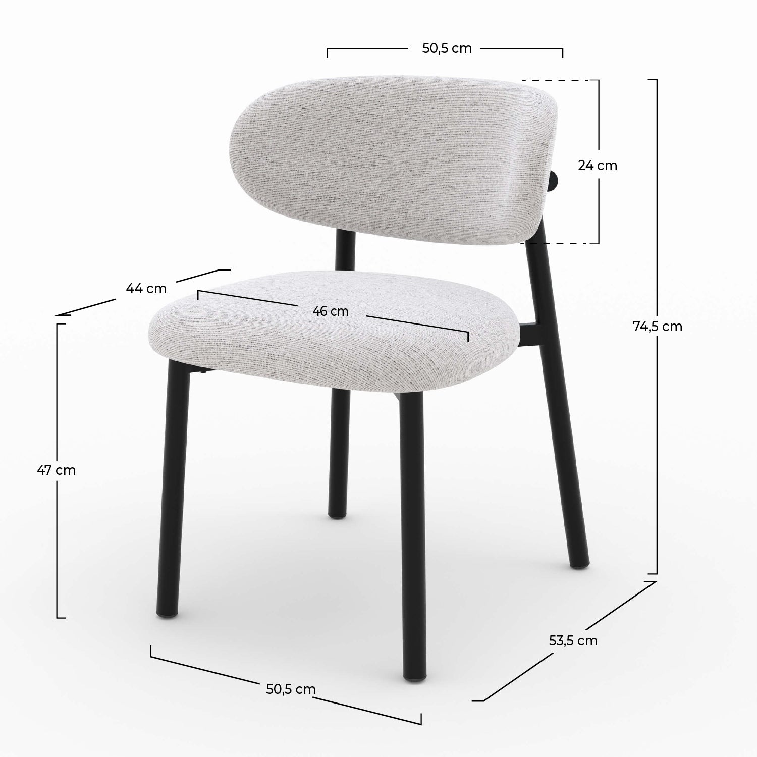 nao sedia tessuto grigio chiaro cina set di 2
