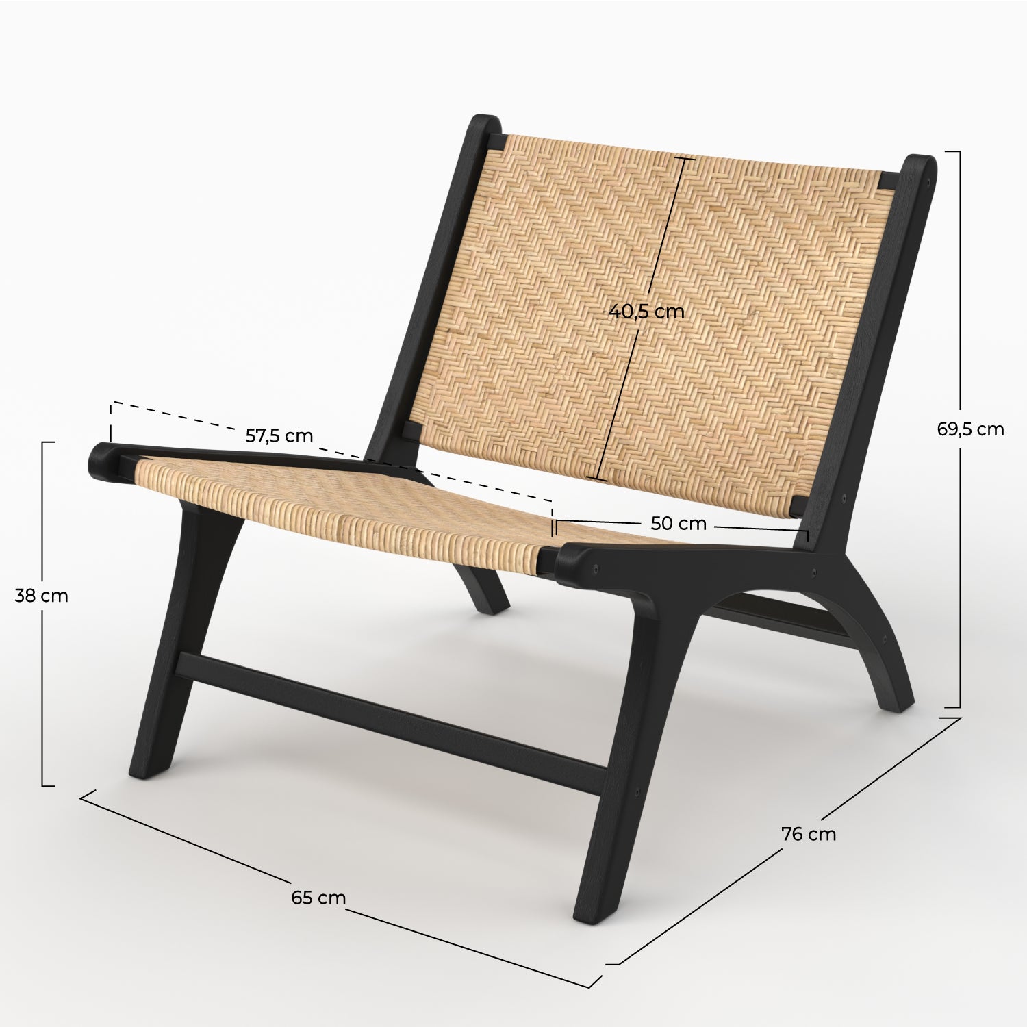 Noir bois teck fauteuil Kilka rotin chevron