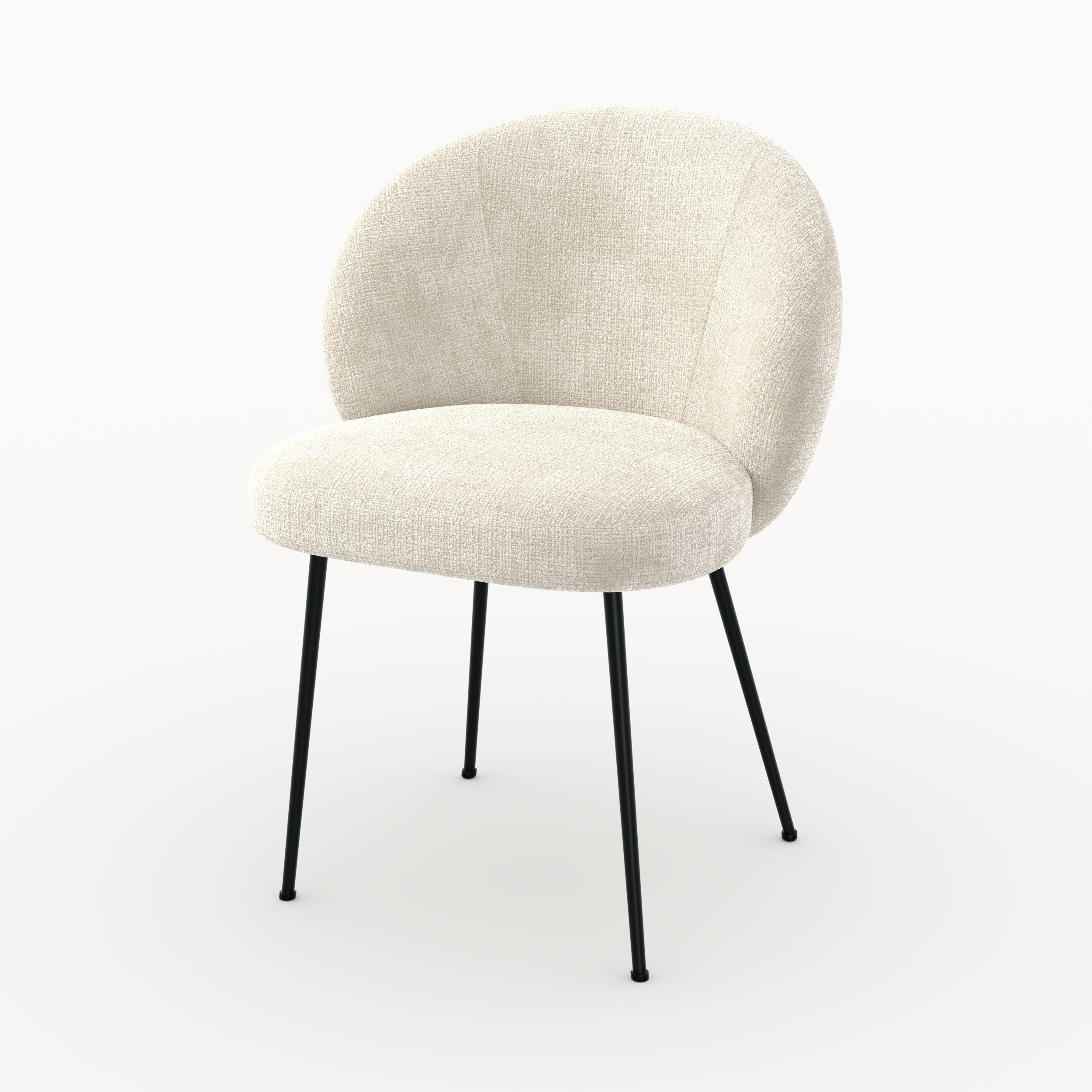 Noir métal et écru chenille velours en Bloomy chaise