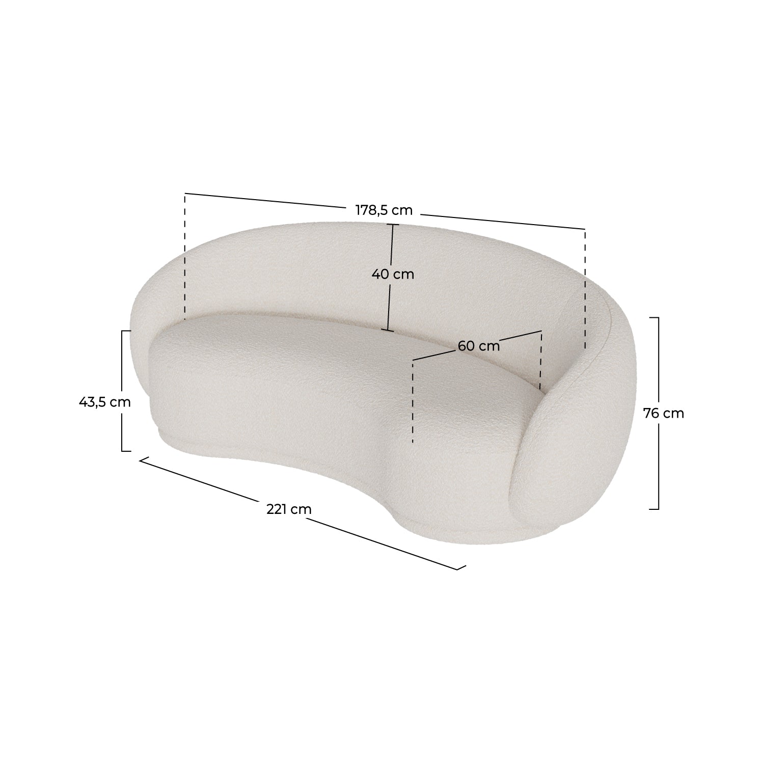 nouveau canapé en tissu bouclé blanc 3 places