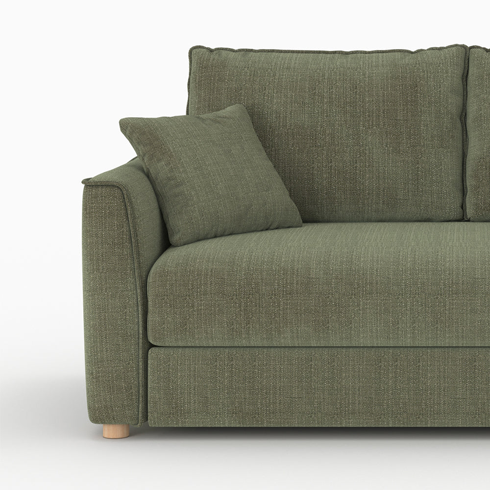 canapè letto 2 posti in tessuto texture verde kaki