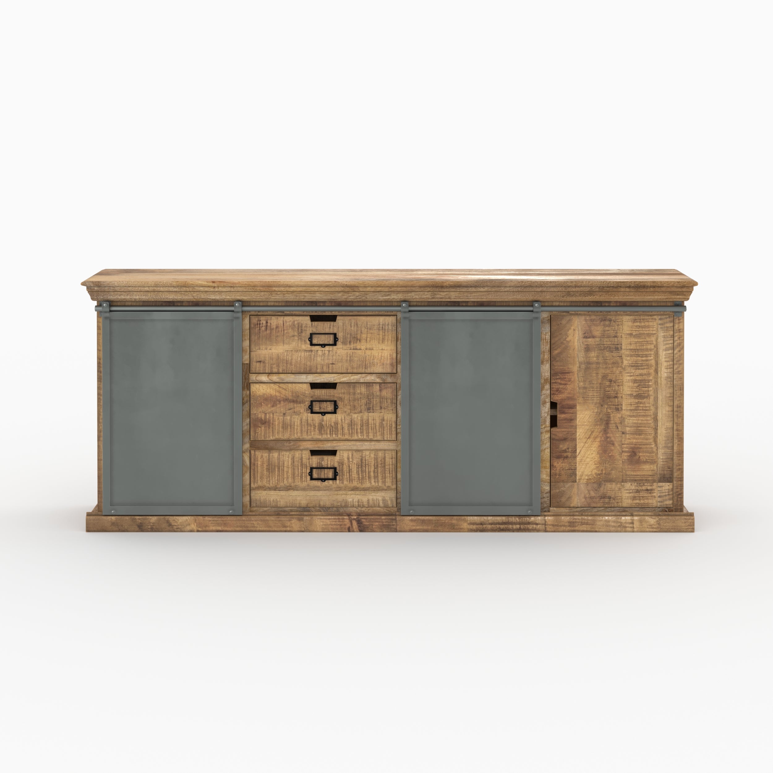 pack 2 buffets tabuk metal gris et bois de manguier