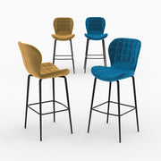Pack da 4 sedie da bar mazzia in velluto giallo e blu, 75 cm