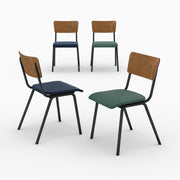 Set di 4 sedie Nico in velluto blu e verde