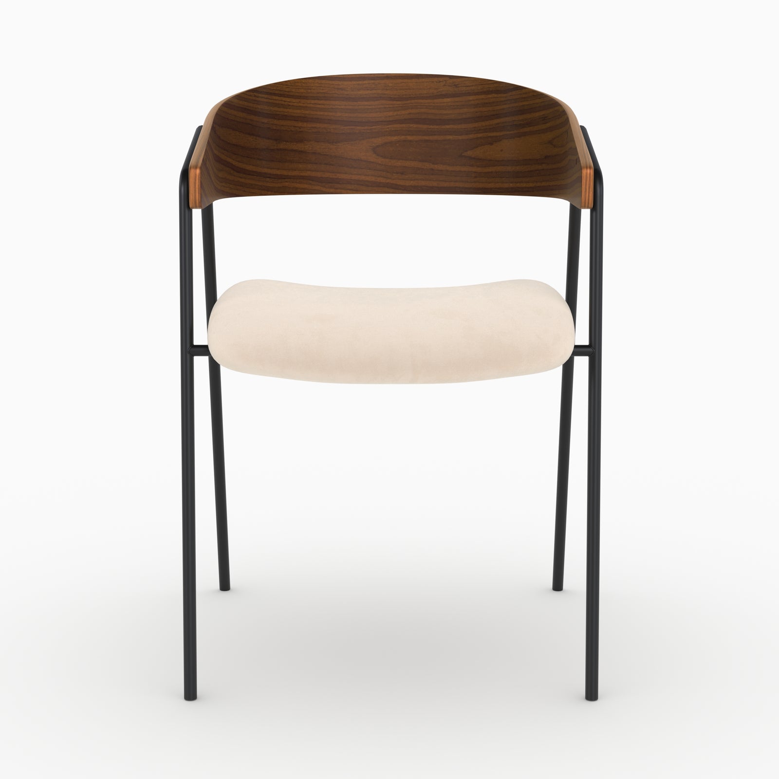 Paire chaises Esmée bois noyer velours blanc cassé