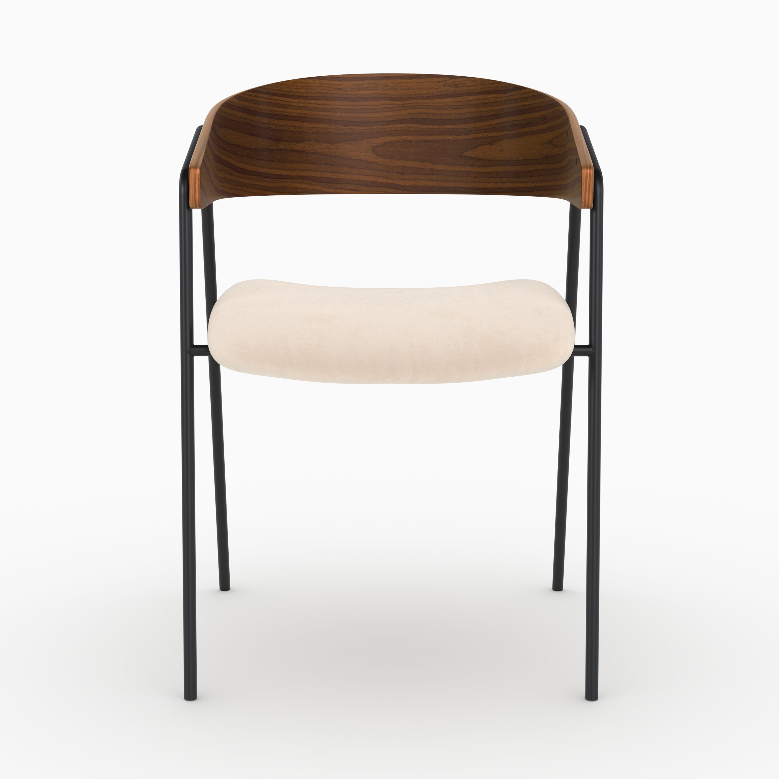 Paire chaises Esmée bois noyer velours blanc cassé