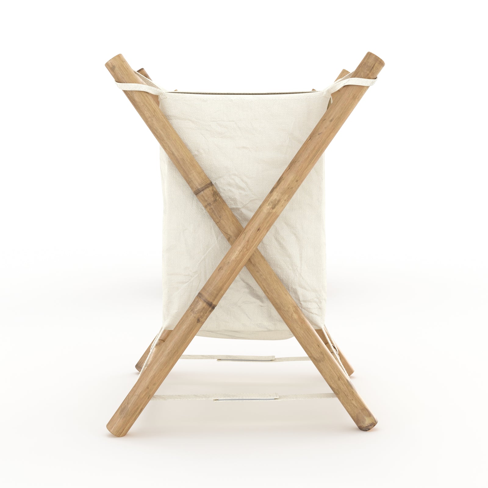 Panier a linge deco Bami blanc bambou