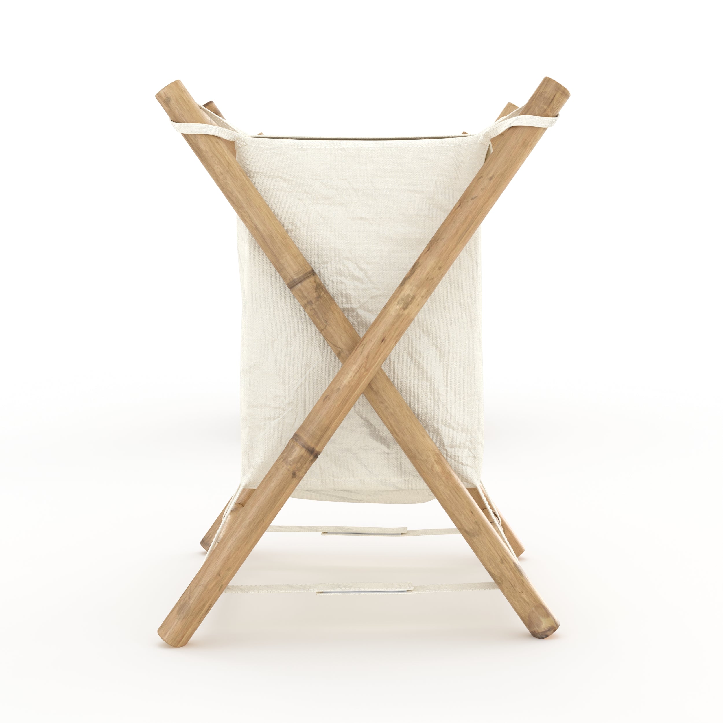 Panier a linge deco Bami blanc bambou