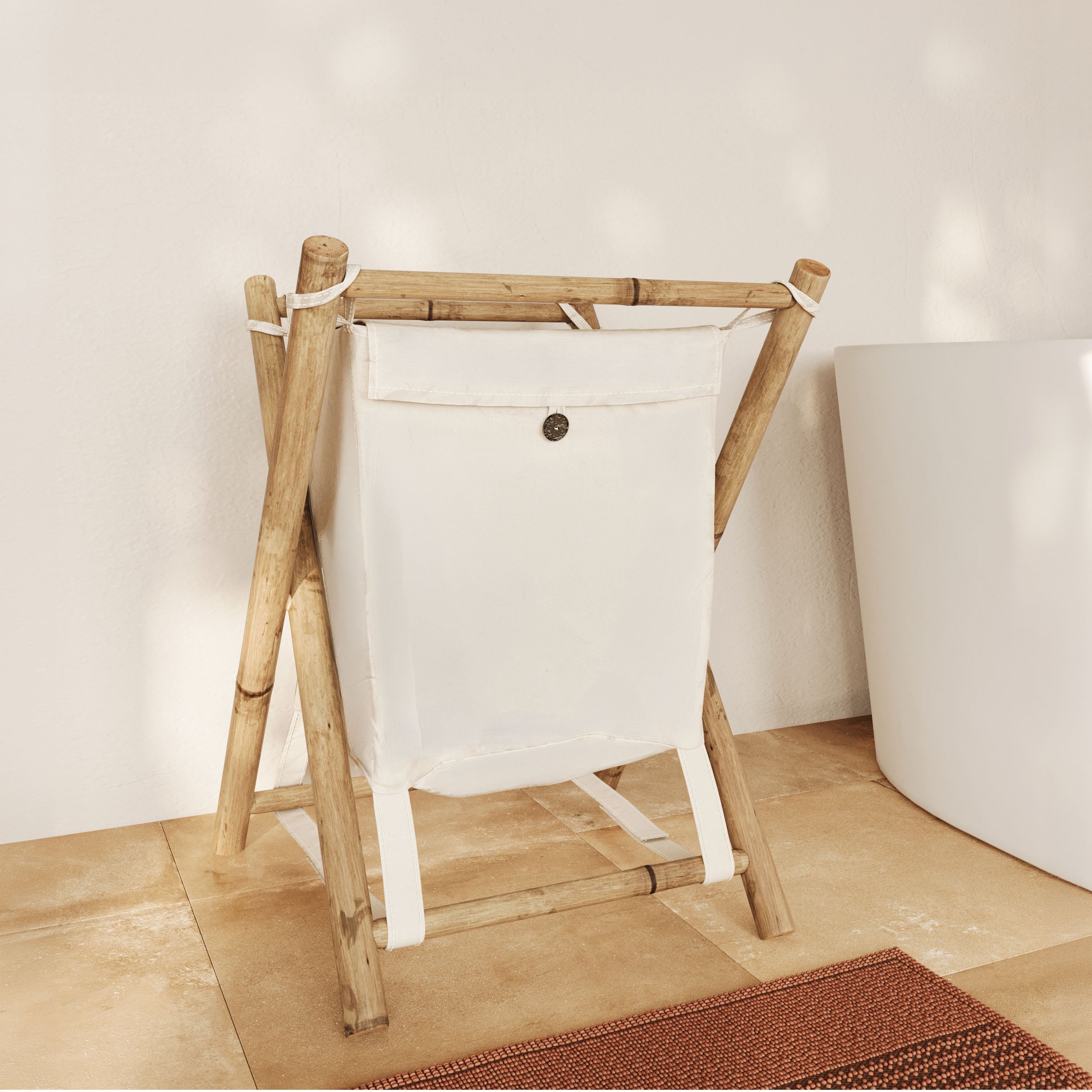 Panier linge bambou rotin