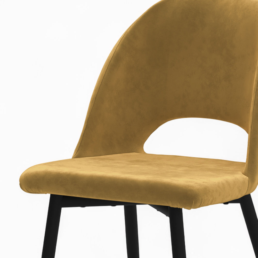 sedie Penelope set di 4 giallo velluto schienale alto o asimmetrico appuntamento deco