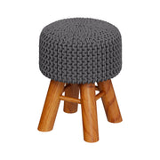 Petit tabouret tricot Lisa gris foncé