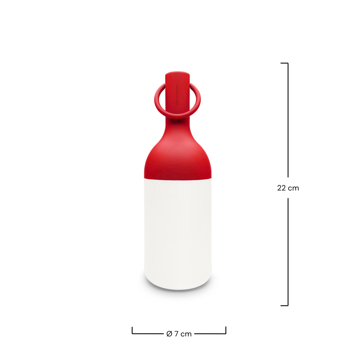 Dimensions de la petite lampe nomade Elo en plastique rouge - Maison Pavane
