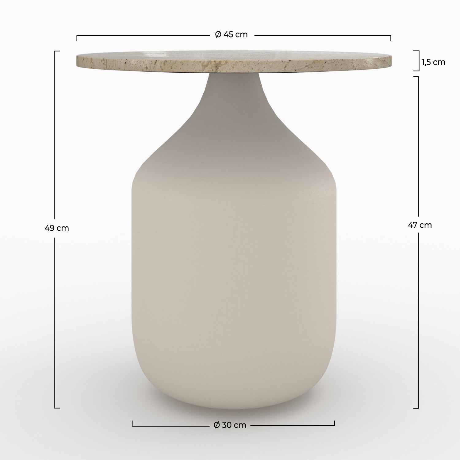 Petite table greige appoint travertin