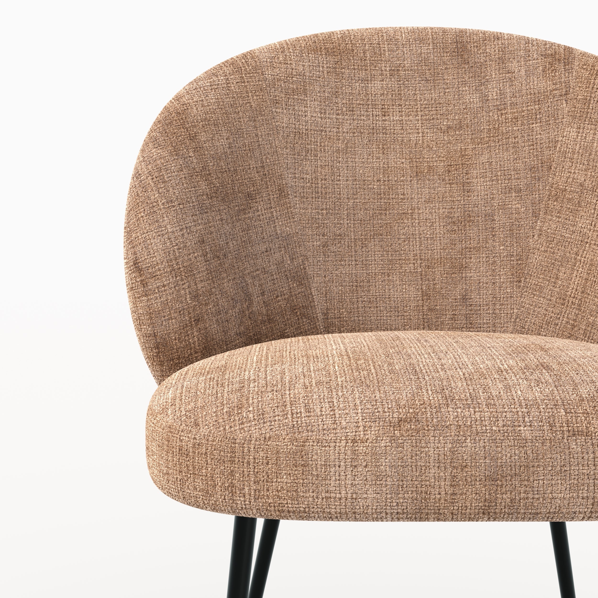 Photo de chaise Bloomy en velours chenille cafe crème et métal noir
