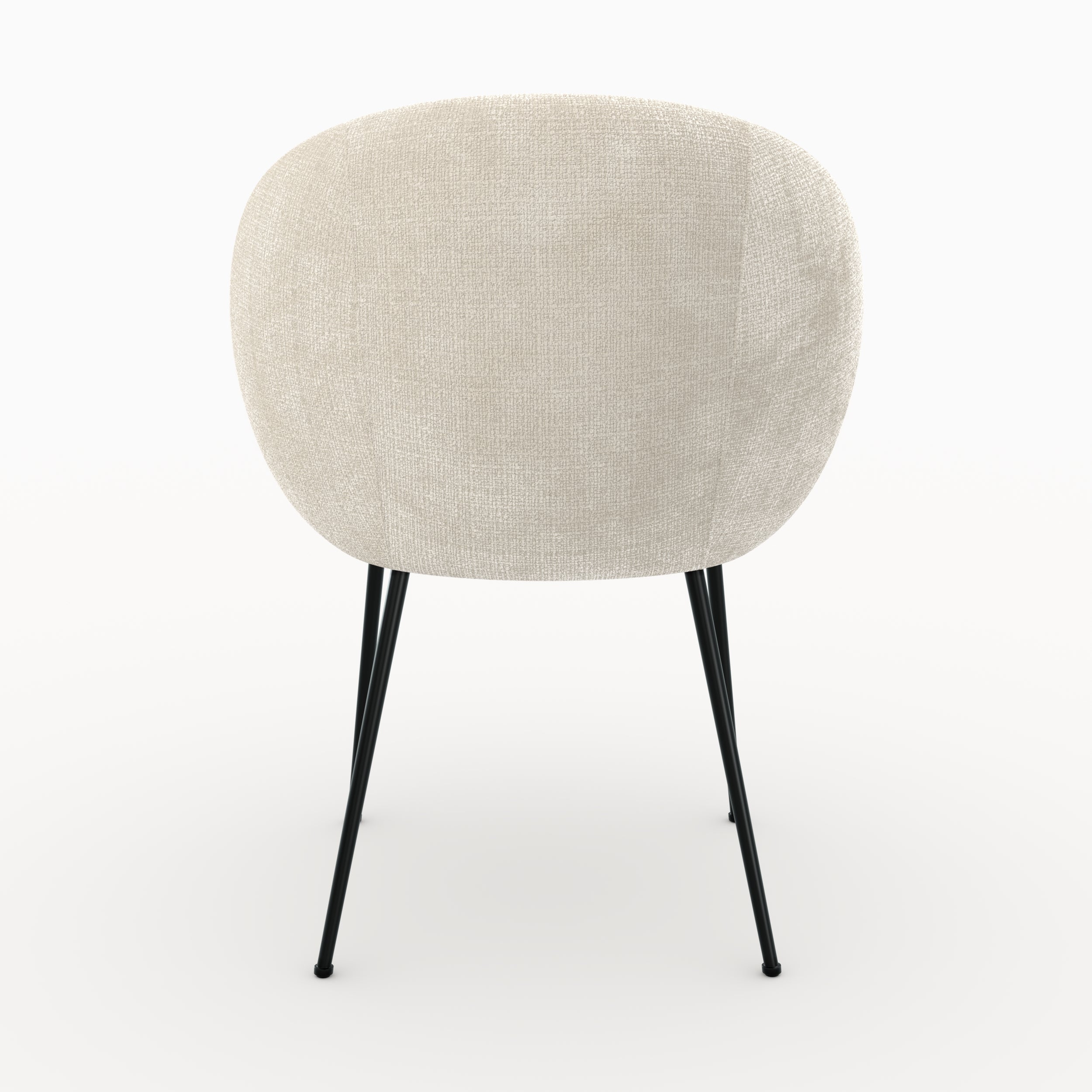 Photo de chaise Bloomy en velours chenille écru et métal noir