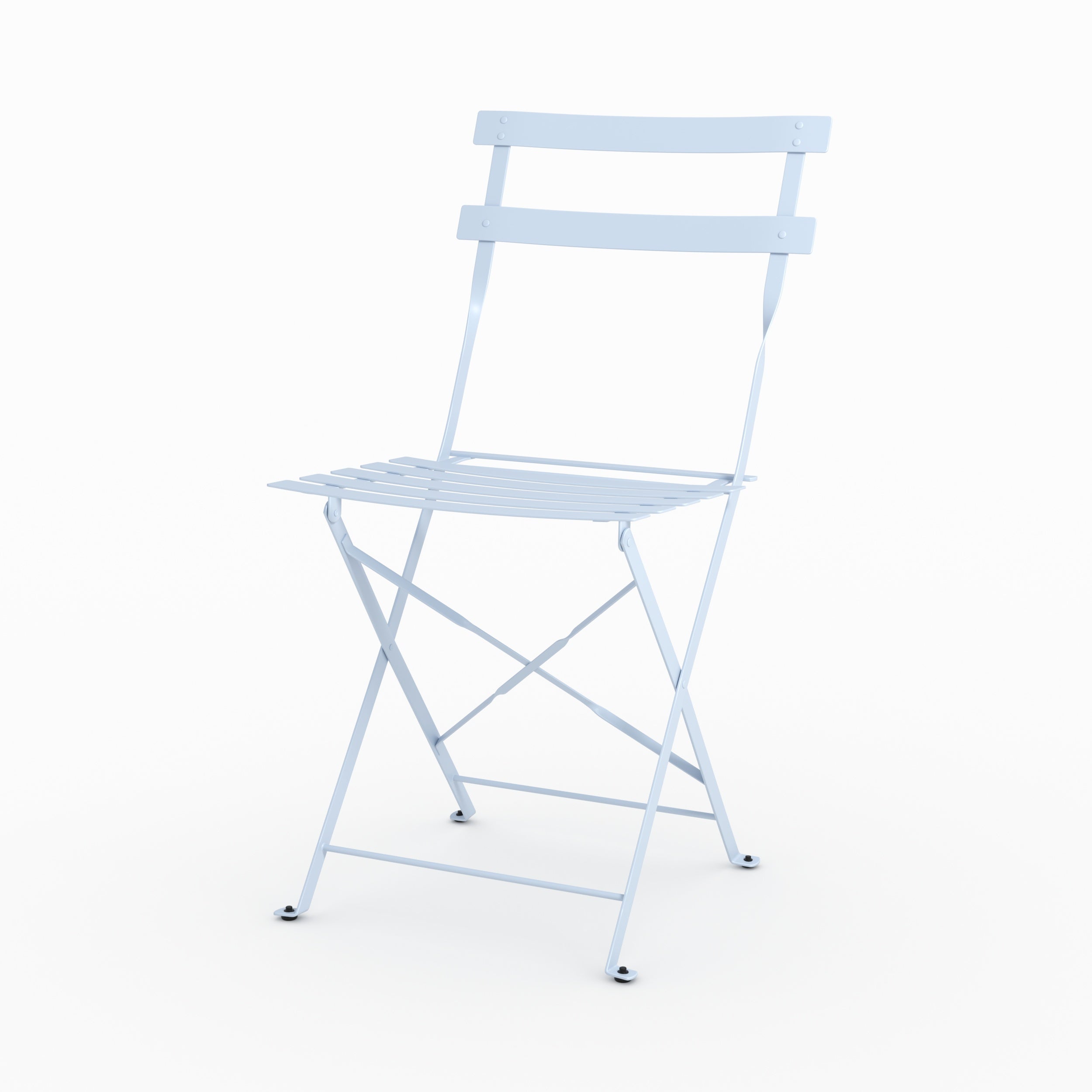 Photo de lot de 2 chaises de jardin Kayla en métal bleu pastel pliantes