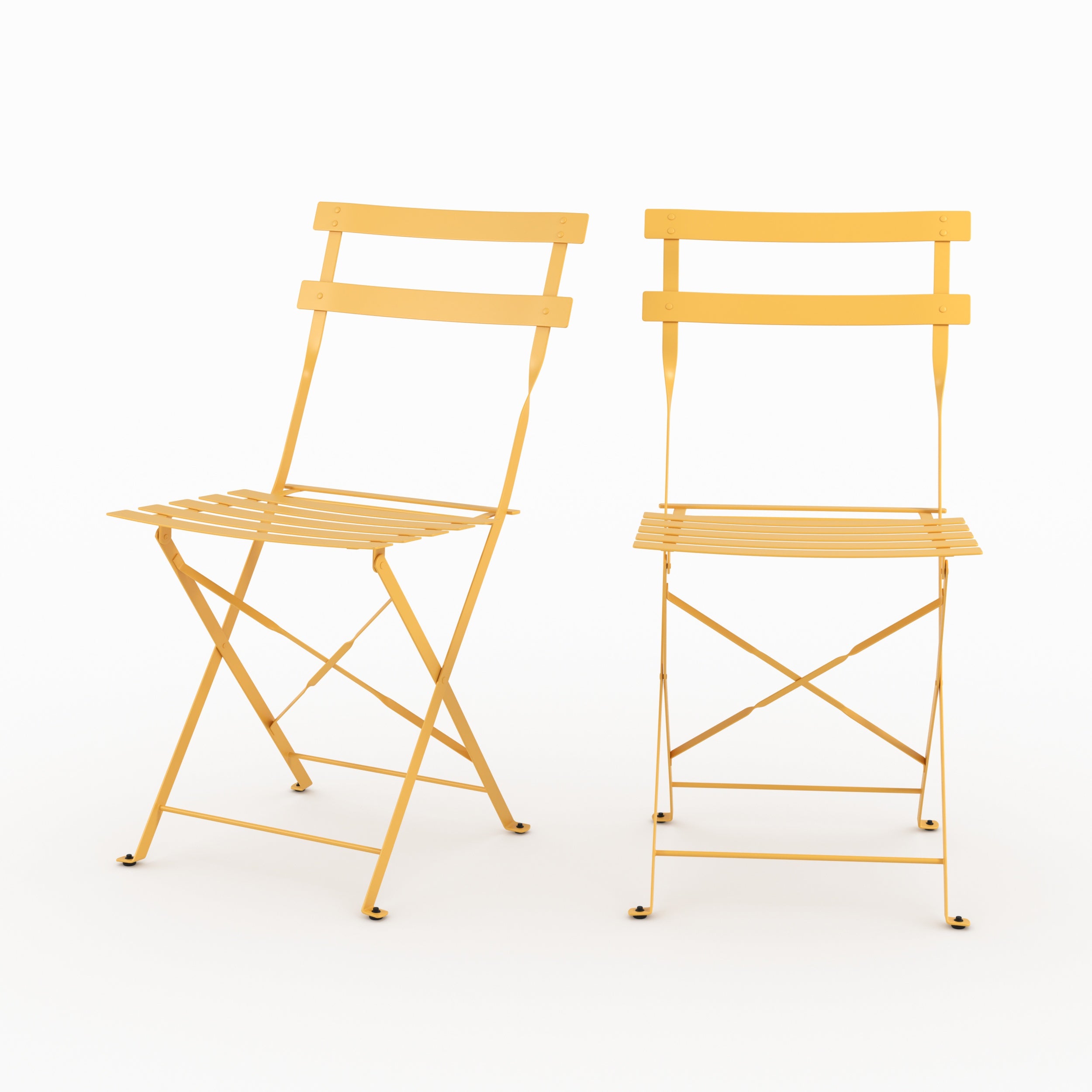 Photo de lot de 2 chaises de jardin Kayla en métal jaune beurre pliantes