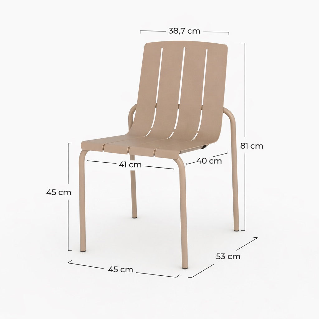 Photo de lot de 2 chaises de jardin suna en métal taupe
