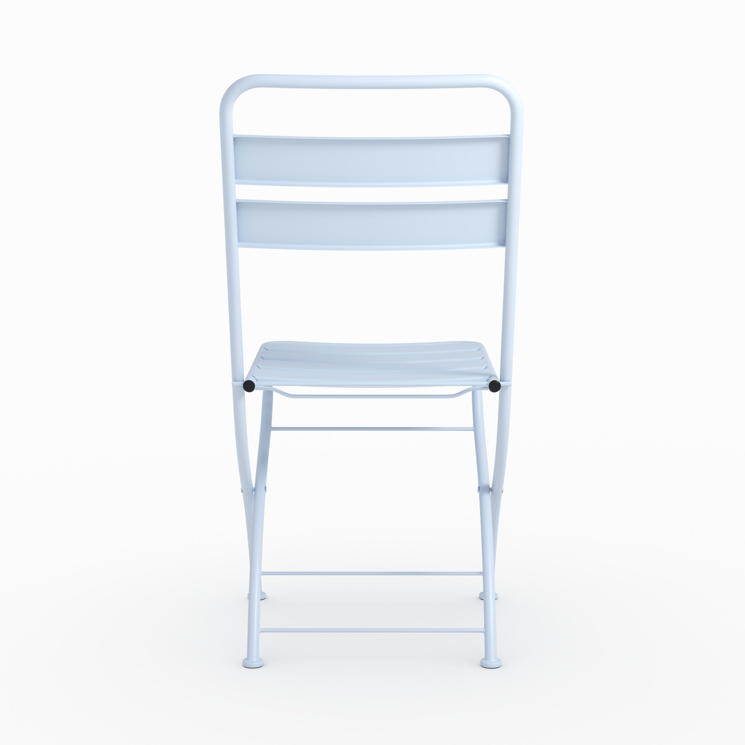 Photo de lot de 2 chaises de jardin Yumi en métal bleu pastel pliantes