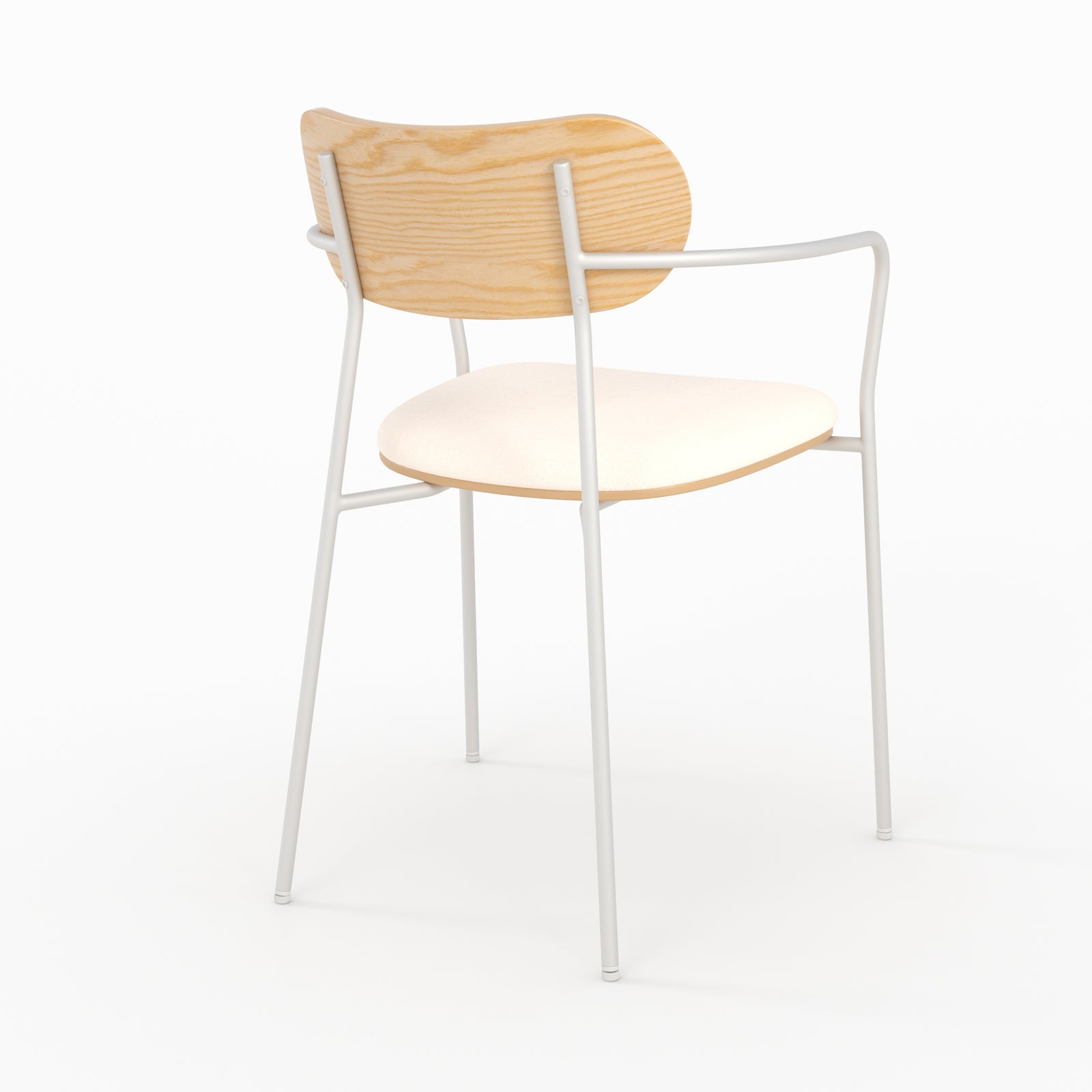 Photo de lot de 2 chaises marine en tissu beige et placage en bois clair