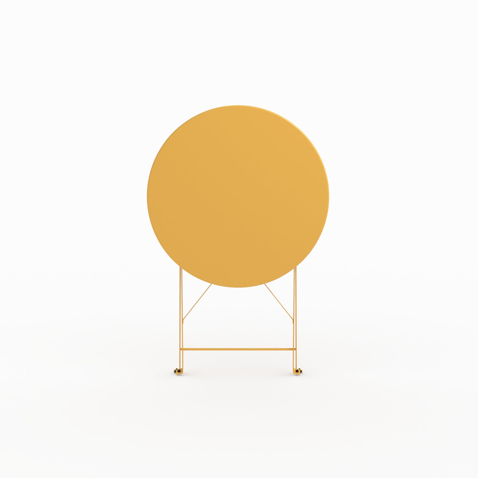 Photo de table de jardin Kayla ronde et pliante en métal jaune beurre 2 personnes