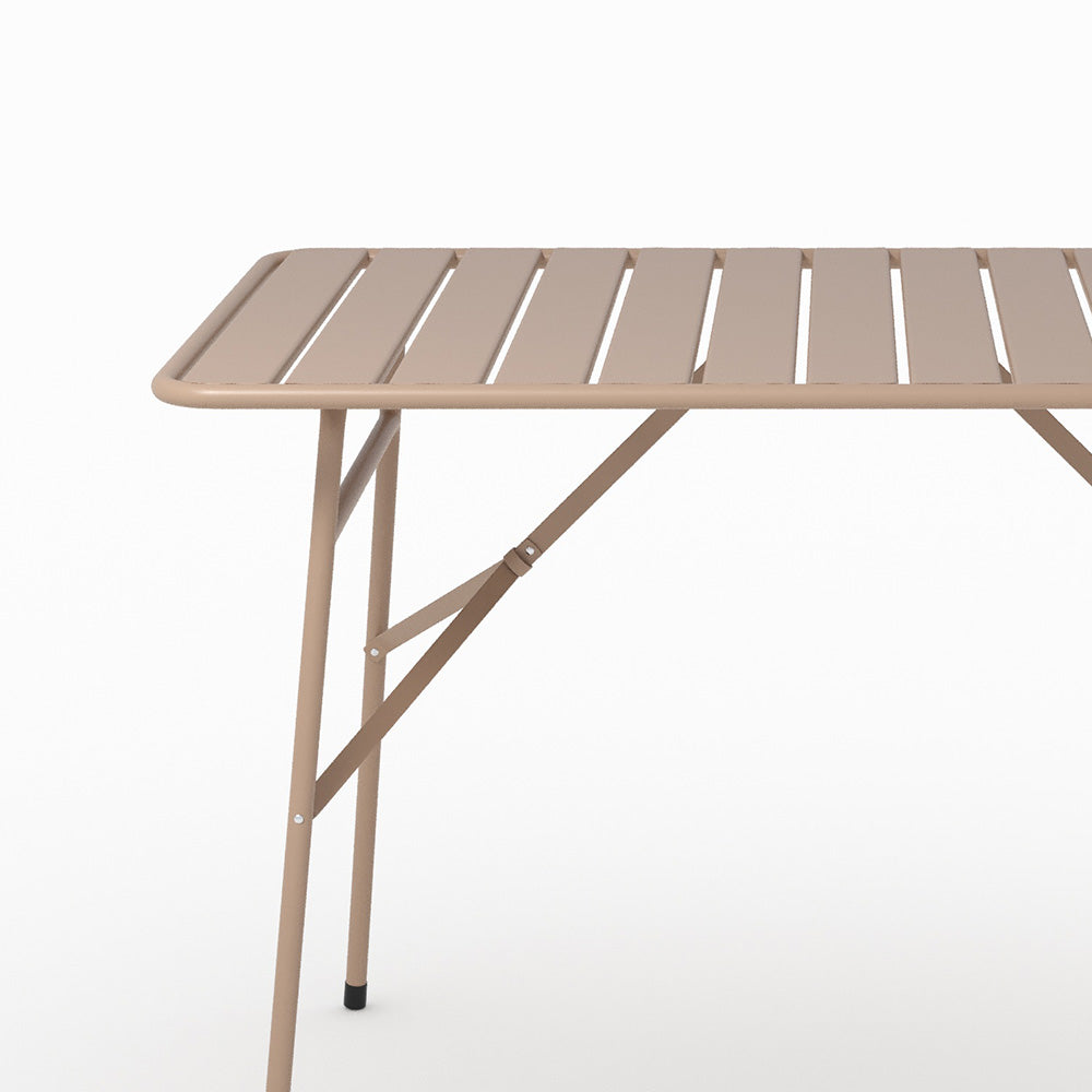 Photo de table de jardin Yumi pliante en métal taupe 4 personnes