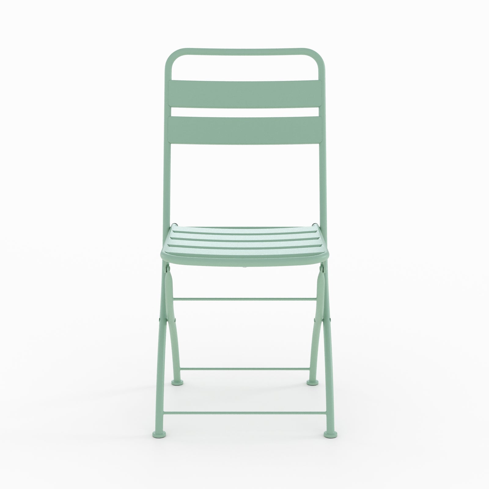 Photo de table ronde et chaises de jardin pliantes Yumi 2 places en métal vert