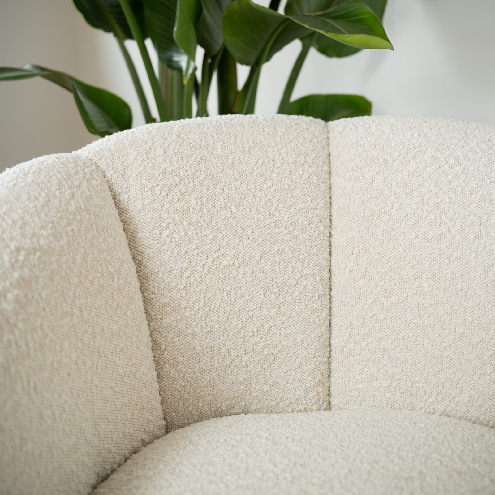 pied en bois pivotant yse tissu boucle blanc