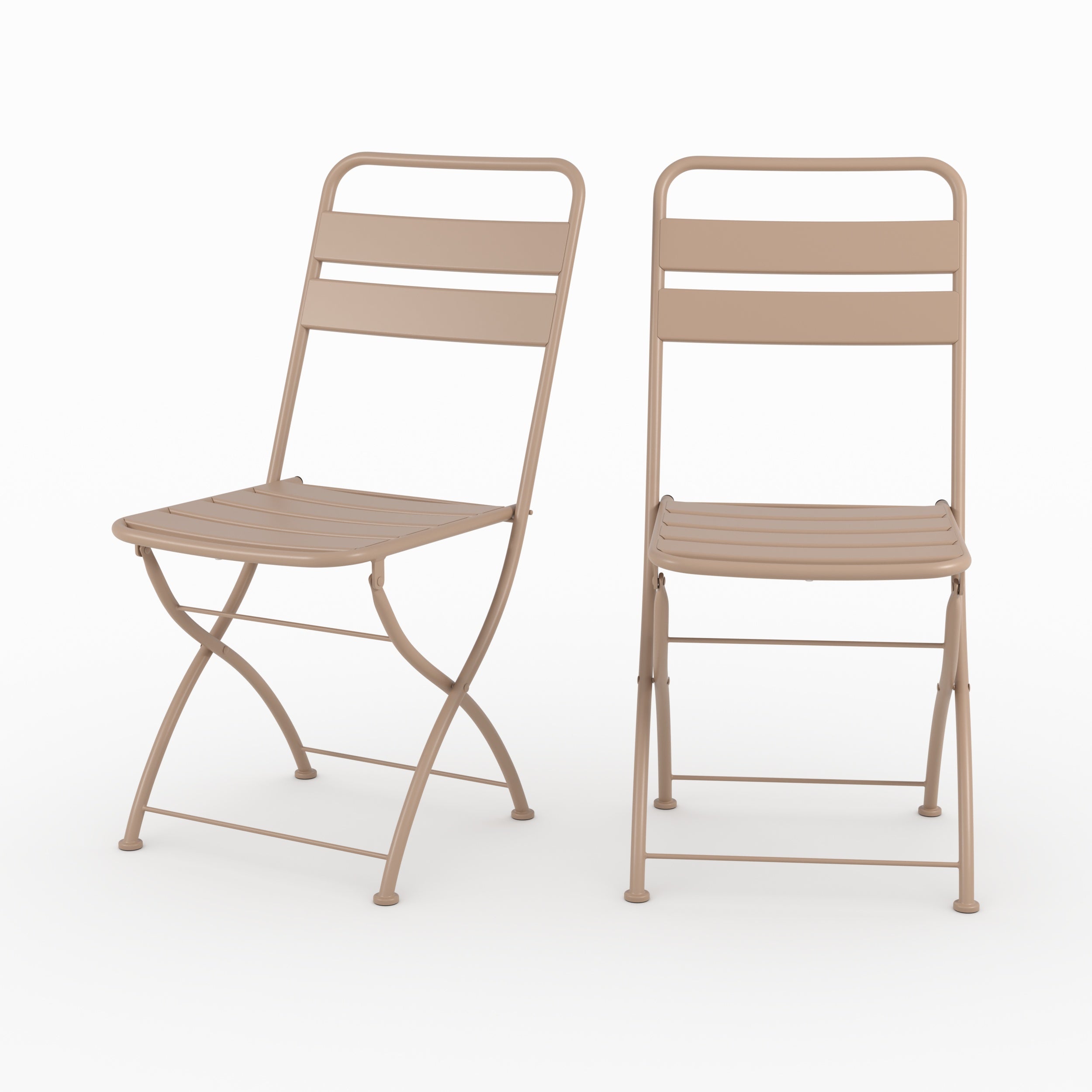 Pliantes taupe métal en Yumi jardin de chaises 2 de lot