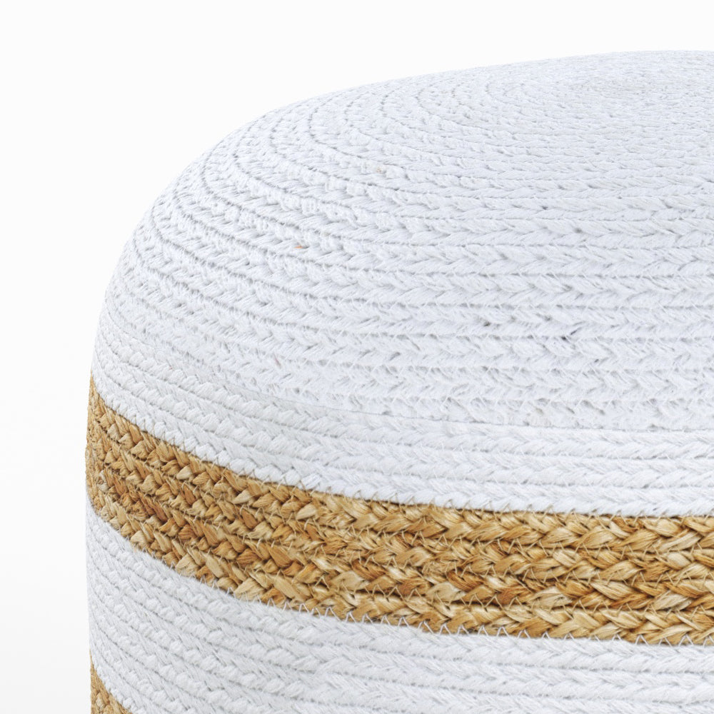 pouf Billy in iuta 3 righe bianche materiale naturale